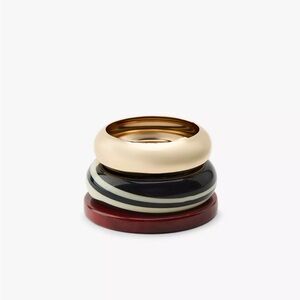 Zara resin cuff bracelets, set of 3: Gold, Black, and Red